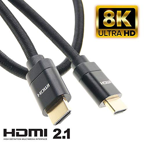 Ex-Pro 8K HDMI 2.1 Ultra High Speed 48Gbps Lead, 7680P 8K@60Hz UHD HD HDTV 3D, HDCP 2.2, 4:4:4 HDR, eARC Compatible - 28awg Black 3m
