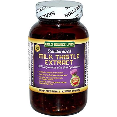 Organic Milk Thistle Capsules, 180 Caps, Pure Milk Thistle Powder Plus 80% Silymarin Extract Standardized Complex, 450 mg, Natural Liver Health Supplement, Immune Boost, Detox and Cleanse Cover