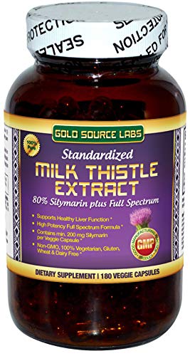 Organic Milk Thistle Capsules, 180 Caps, Pure Milk Thistle Powder Plus 80% Silymarin Extract Standardized Complex, 450 mg, Natural Liver Health Supplement, Immune Boost, Detox and Cleanse