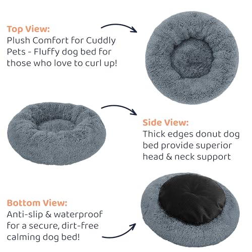Donut Dog Bed - Premium Comfort for Anxiety Relief - Fluffy & Calming Design with Ultra-Plush Support | Cozy Round Dog Bed with Super Soft Circle Style (Size S Dark Grey) - Image 4
