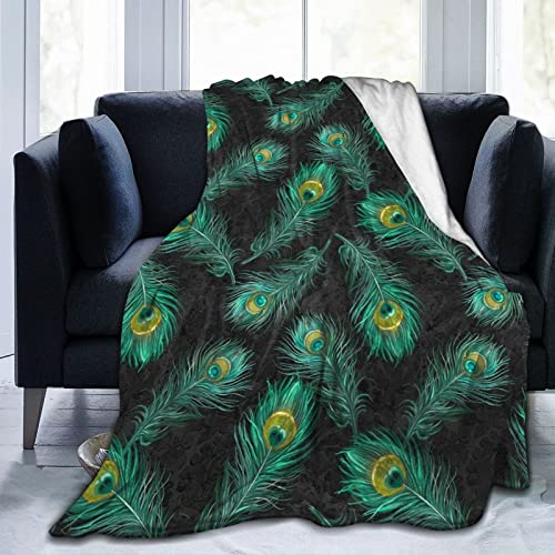 Pfauen-Flanelldecke, weich, leicht, Winter-Überwurf, Damen, Herren, gemütlich, warme Schoßdecke für Büro, Zuhause, 152,4 x 127,7 cm Cover