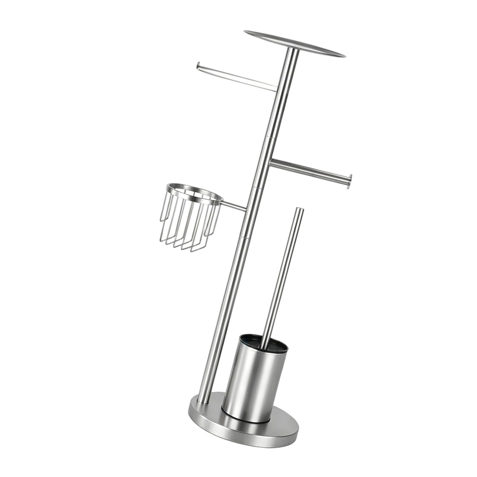 Duty Freestanding Tissue Paper Rack Combined with Concealed Cleaning Tool Section Ideal for Compact Washrooms Rustproof Bathroom Accessory