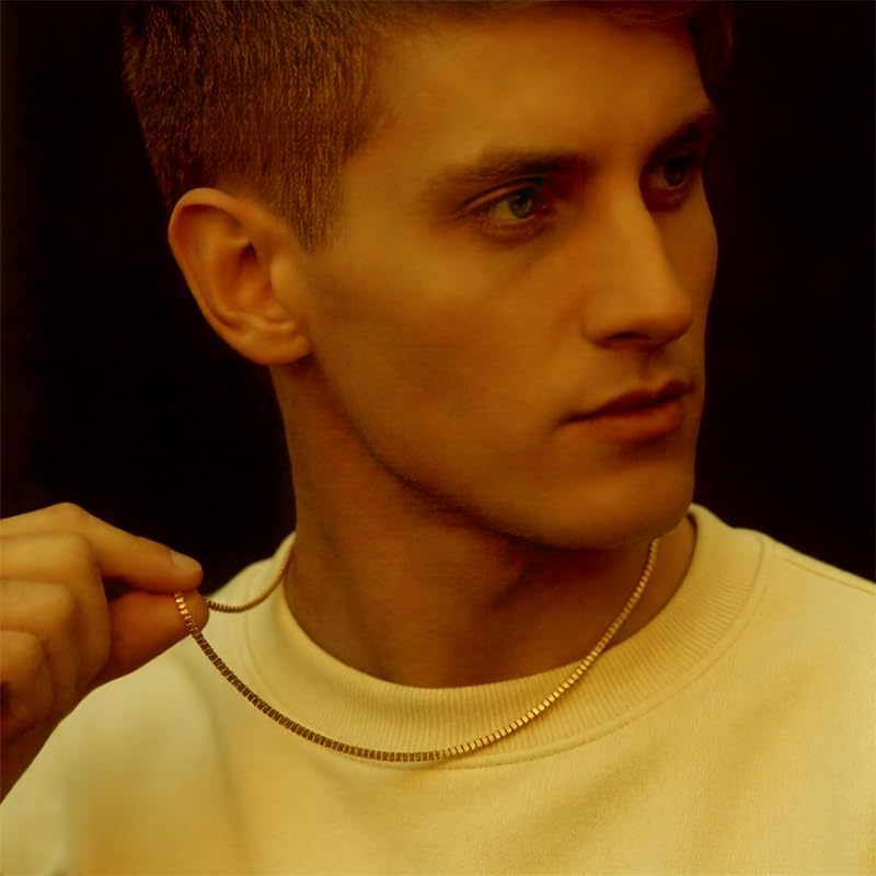 14K Real Yellow Gold Box Chain Necklace for Men & Women, Gold Jewelry (0.6mm, 1mm - Available in 16 to 30 Inch Lengths) - Image 6