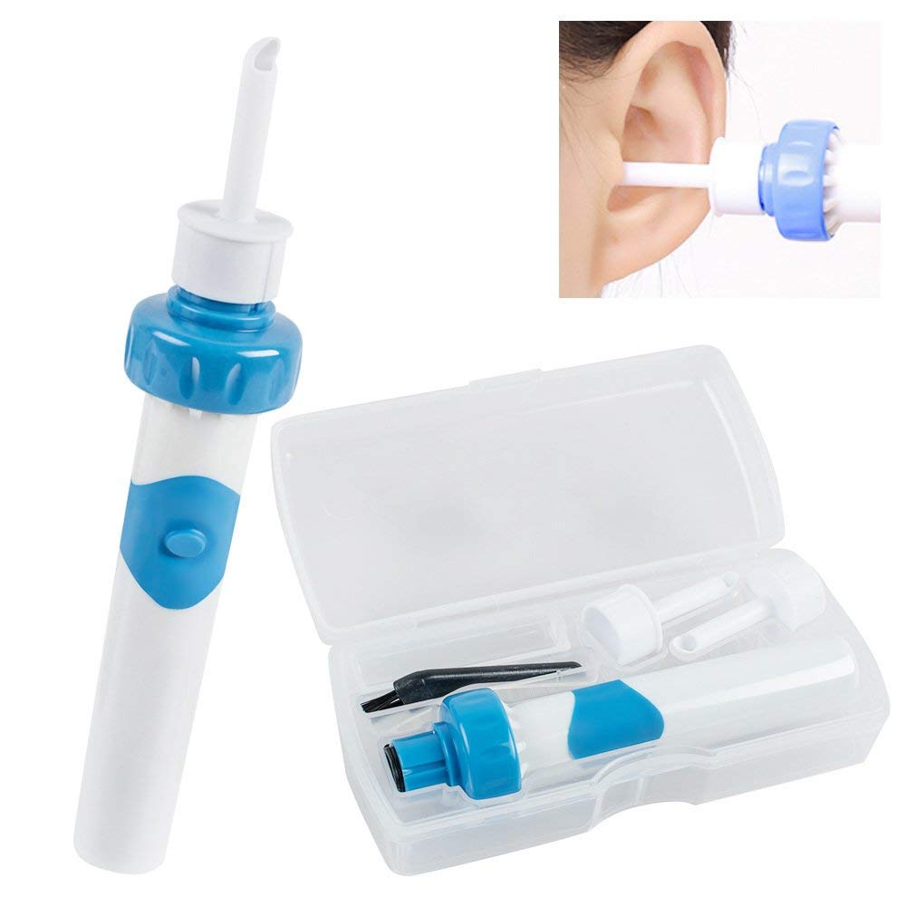 RziiooAutomatic Ear Cleaner, Electric Smart Ear Cleaner Easy Earwax Removal Soft Cleaner(2pcs),Blue