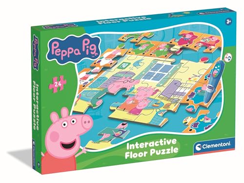 Clementoni Peppa Pig 16688 - Puzzle Interactivo con bolígrafo, Juego Educativo para niños a Partir de 3 años, 24 Piezas, 62 x 42 cm