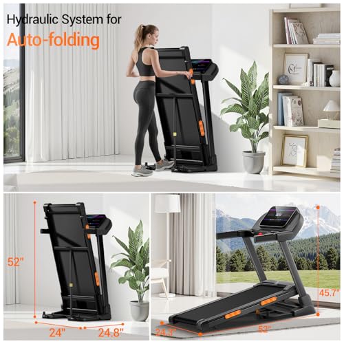 Image of CURSOR Treadmills for Home with 20% /25% Incline, 350lb /400lb Capacity & 8.0 /8.7 /9.5MPH Folding Treadmill 3.5HP /4.0HP Brushless, Widen Running Area & Shock Absorption for Running /Walking