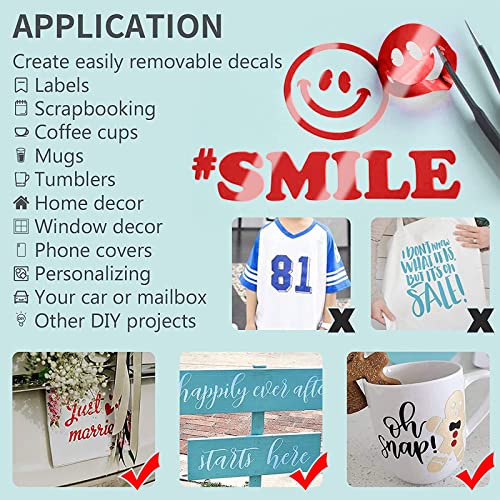 Image of Lya Vinyl 12 Pack Glossy Red Permanent Vinyl, 12 inchx12 inch Self Adhesive Vinyl Sheets for Decor Sticker, Party Decoration, Craft Projects