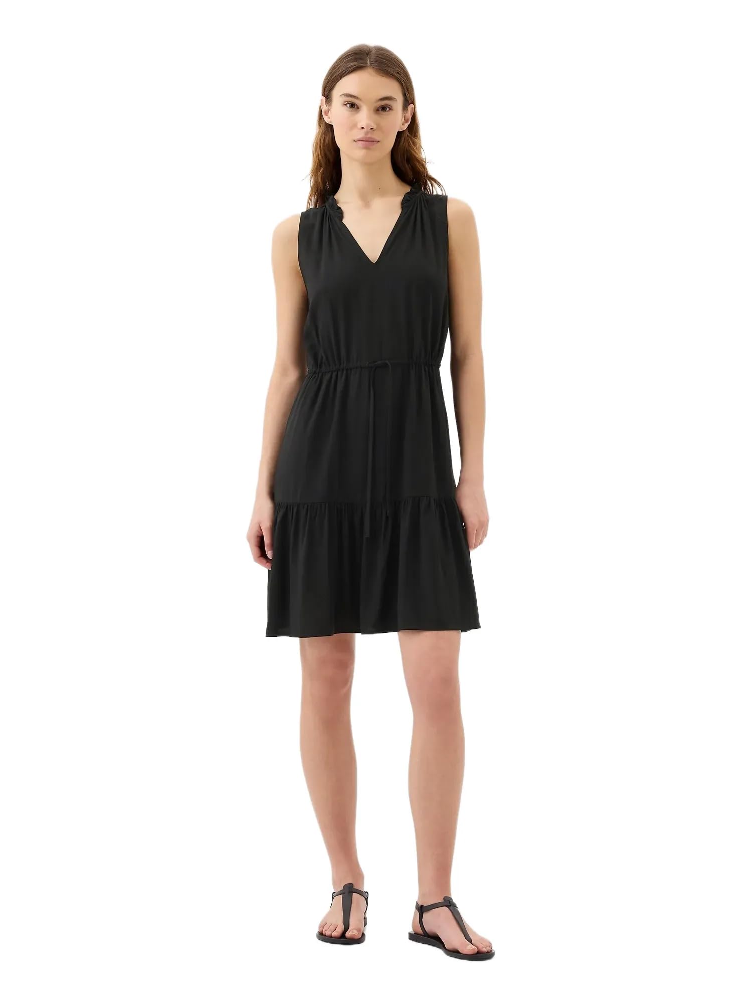 

                                                    GAP Womens Sleeveless Split Neck Dress Black XS Pe