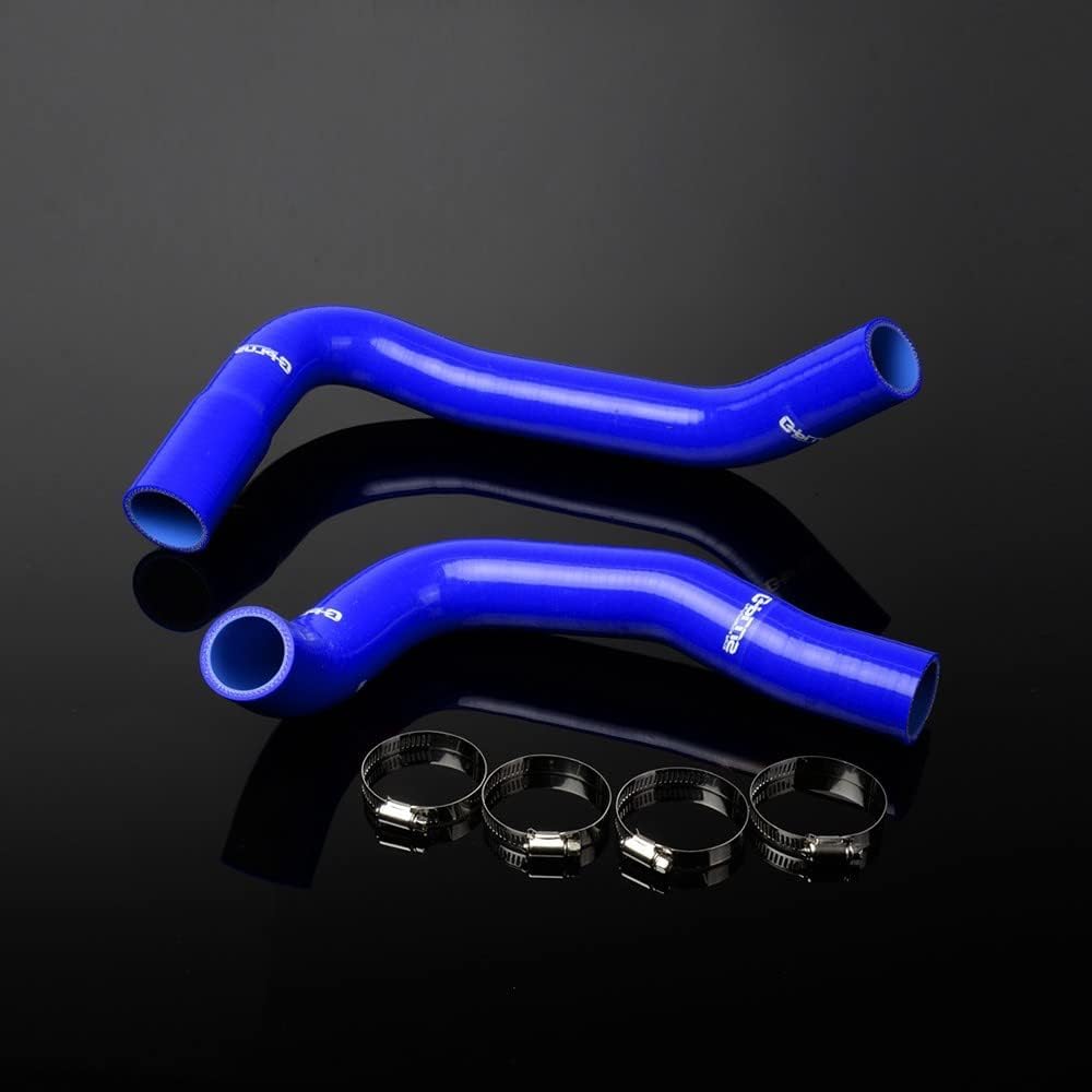 G-PLUS Silicone Radiator Hose Kit w/Clamps Compatible with Chevy Small Block Camaro SBC 1971-1988 Blue 2 PCS