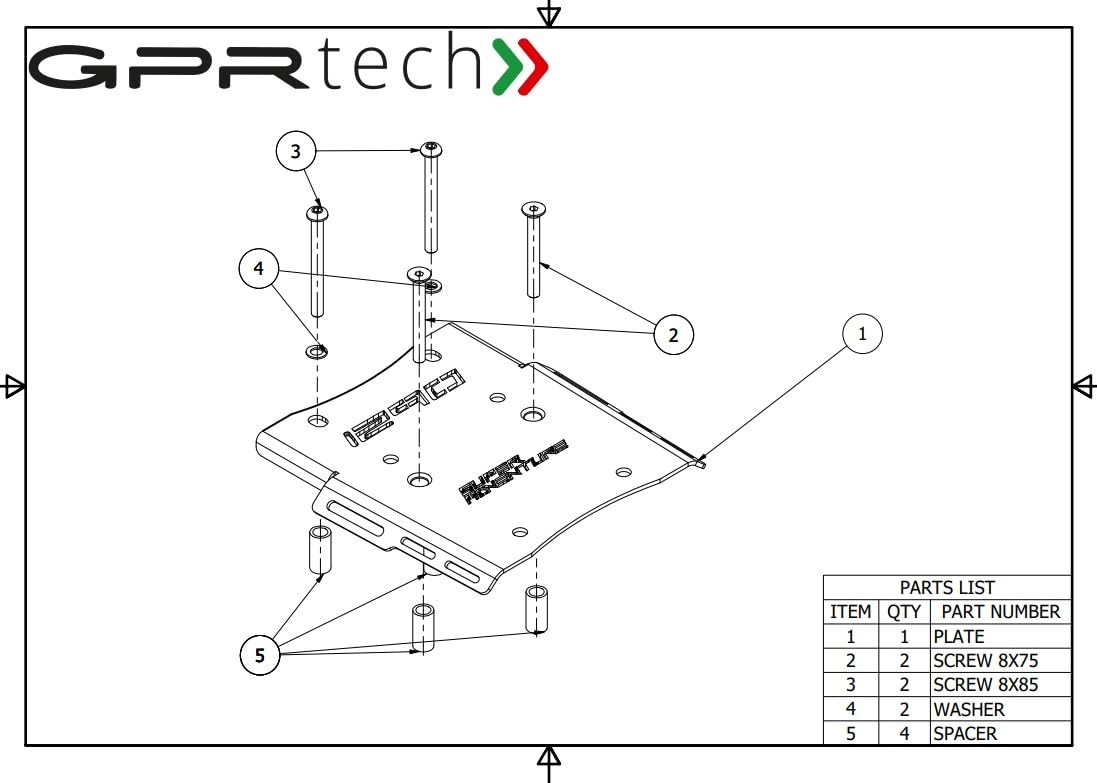 GPR Tech Compatible avec LC 8 1290 Super Adventure R 2021/2023 e5 Top Case ALPI-Tech 55 LT. Argent Top Case en Aluminium, Couleur Argent avec Plaque spécifique Incluse Capacité litres 55