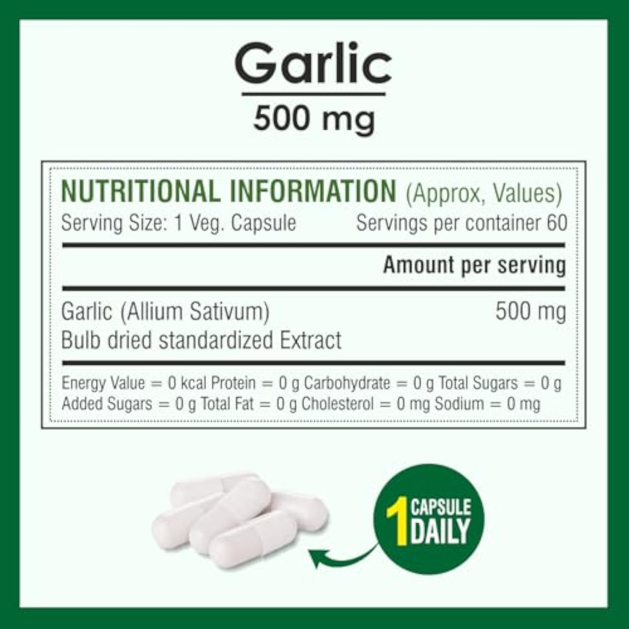 Biotrex Nutraceuticals Garlic 500Mg Dietary Supplement - 60 Capsules