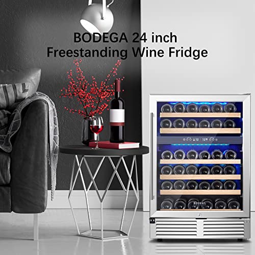 Image of BODEGA 24-Inch 46 Bottle Dual Zone Wine Fridge, Built-In or Freestanding