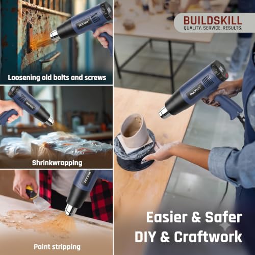 Image of DOCOSS Heat Gun Machine 2000W with Digital LCD Display, Hot Air Gun Machine 60C-600C With Temperature Control, Heat Gun for Shrink Wrapping & Packing, Heat Blower Gun with Copper Motor