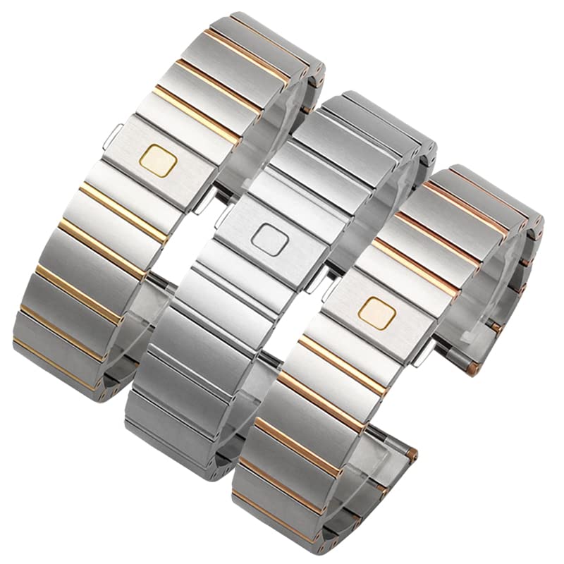 Para correa de acero Omega, correa de reloj de acero serie Constellation Double Eagle, cadena de reloj para hombres y mujeres de 17mm, 23mm y 25mm