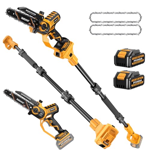 Image of Takuoo 2-in-1 Electric Pole Saw & Handheld 8 Inch Mini Chainsaw Cordless