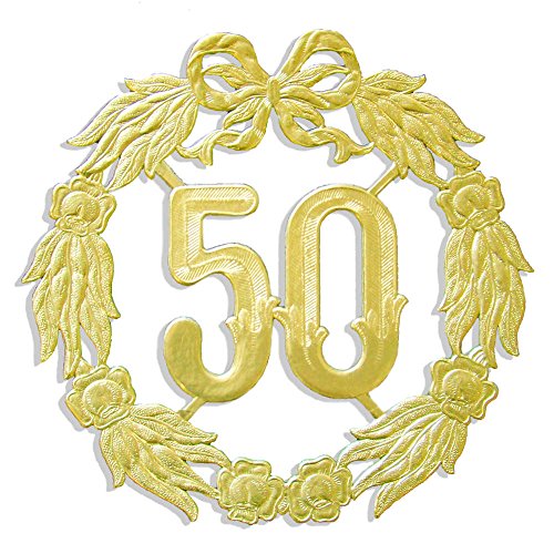 Jubiläumszahl 50, Ø 18 cm, gold, Jubiläumskranz
