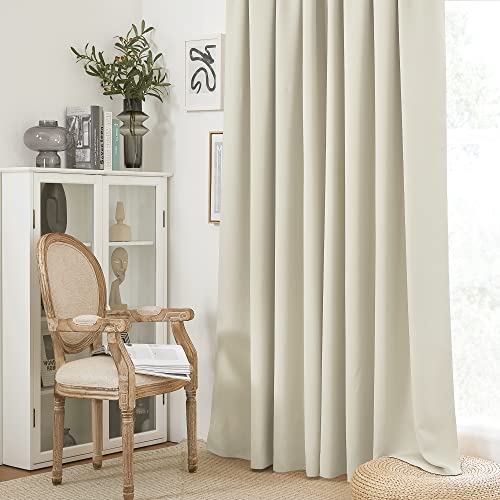RYB HOME Blackout Curtains for Living Room, Large Window Shades for Bay Window Dining Parlor Bedroom Patio Door, Wide 34 x Long 80 inches, Beige, 2 Panels