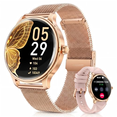 WalkerFit Smartwatch Damen Rund 1,43" AMOLED Bluetooth Anrufe IP68 Fitness – Ansicht 1