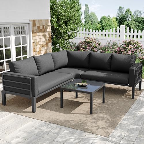 Jtyca Gartenmöbel Set für 4-5 Sitzplätze, Balkonmöbel Set, Lounge...