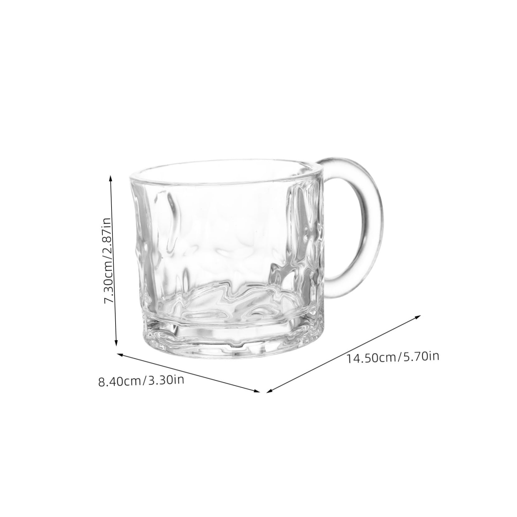 KICHOUSE 2pcs Embossed Relief Glass Mug with Handle Elegant Beverage Cup Perfect for Cold Brew and Iced Tea
