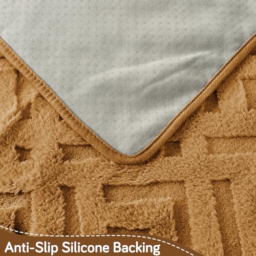 Image of HOKIPO 'Velvet Maze' Premium Anti Slip Sofa Cover Mats for L Shape and 1 /2 /3 Seater Sofa. Make Your Own Sofa Cover Set, 70(D) x 150(L) cm, Light Brown (AR-5906-LBR)