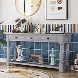 Merax 64” Extra Long Console Table with 3 Drawers, French Country Sofa Table Narrow for Entryway...