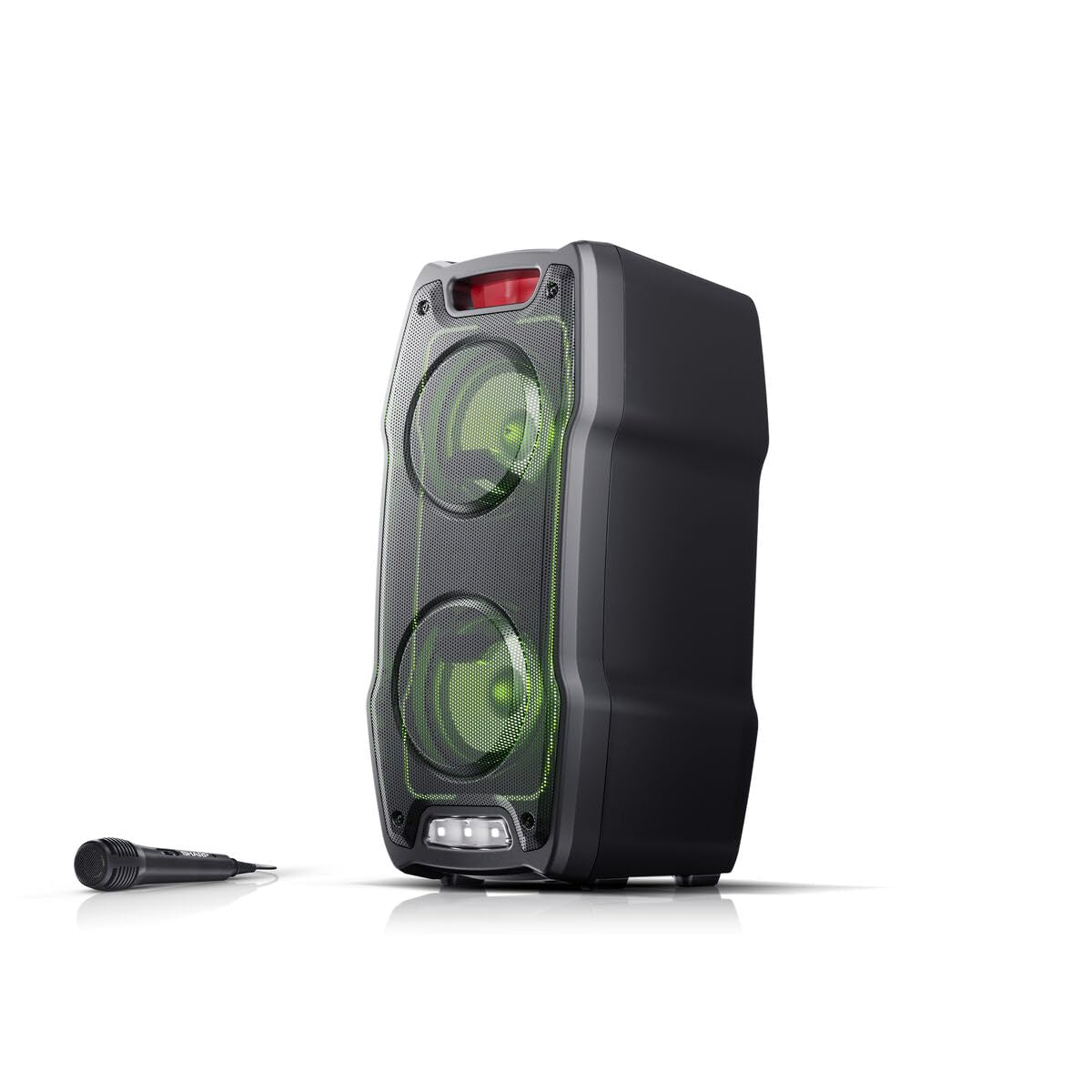 Sharp PS-929 - Altoparlante Bluetooth per feste (180 Watt, batteria integrata con 13 ore di gioco, super basso, effetti di luce LED, microfono incluso), colore: Nero