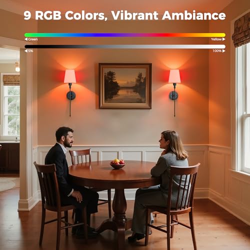 Image of L LOHAS LED Black Battery Operated Wall Sconce Set of 2, 24 Inch 15 Color Rechargeable Wireless Wall Sconces Easy to Install for Living Room