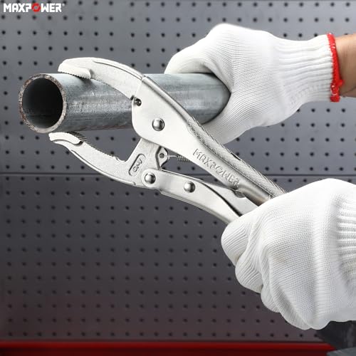 Image of MAXPOWER Locking Pliers, 10-inch Curved Jaw Locking Plier Set, Adjustable Opening Maximum Capacity 2.5 inch /65mm, Large Jaw Locking Pliers, 2 Pack