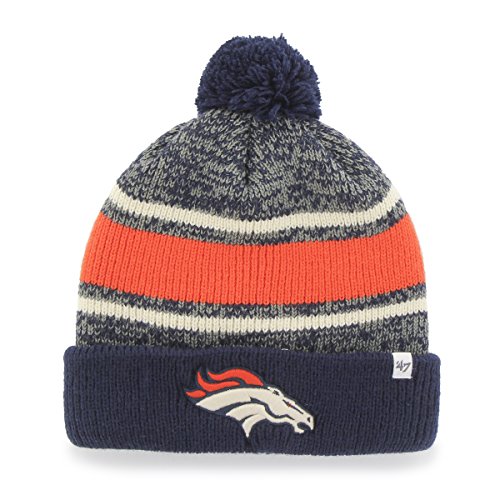 '47 NFL Denver Broncos Fairfax Cuff Knit Hat with Pom, One Size Fits Most, Light Navy