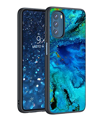 YOVIAKK for Moto G 5G 2022 Case, Slim Fit Blue Marble Watercolor Glow in The Dark Hybrid Hard PC Soft TPU Bumper Shockproof Drop Protective Boys Men Phone Cover for Motorola G 5G 2022.