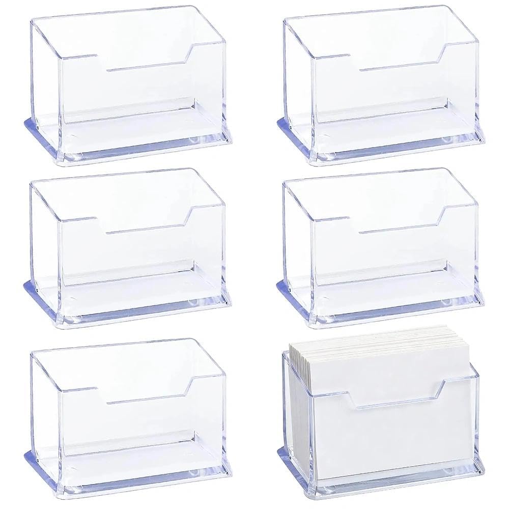 Huoanpo Transparent 6Pcs Business Card Holders, Acrylic Card Display Stand