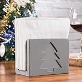 MyGift Gray Cement Napkin Holder with Christmas Tree Design