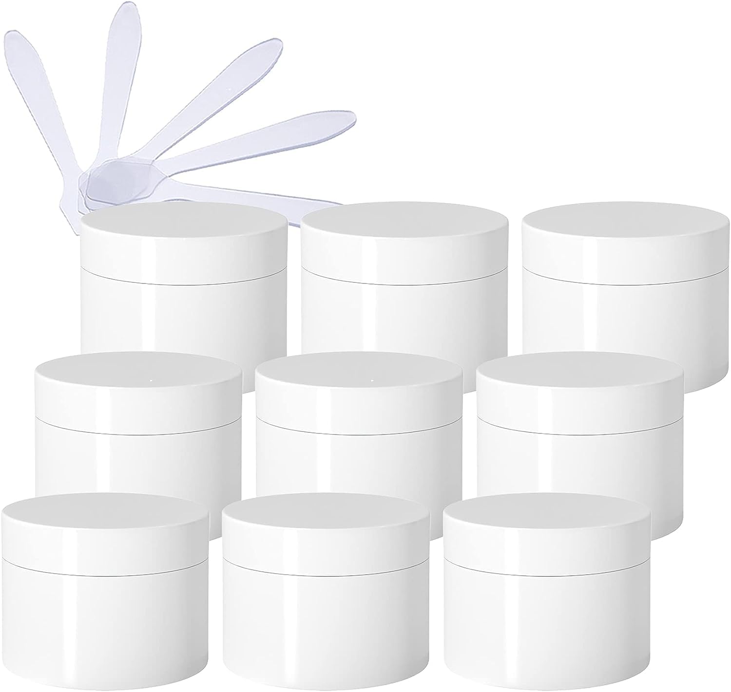 FLYIODFCXV cosmetic jar, Pack of 24, Empty Thick Glossy with Screw Lid, Inner Liner, Sample Bottles Travel + 24x Spatulas(4.1 Ounces)