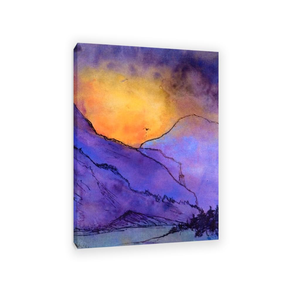 RXNHGJDS Emil Nolde Seascape Canvas Wall Art Purple Mountains Expressionist Abstract Ocean Poster Emil Nolde Artwork Wall Decor for Living Room Bedroom Office Home Decor85x60cm(33x24in) Frame