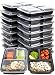 [IMPROVED DESIGN][18 PACK] MiscHome 3 Compartment Meal Prep Containers | 36 Oz. Three Compartment Food Storage Containers with Lids | BPA Free Bento Boxes | Meal Prep Container Three Compartment 36 Oz