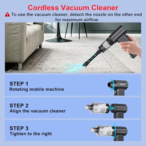 Compressed Air Duster&Vacuum Cleaner, 3-in-1 150000RPM Cordless Air Blower - image 4