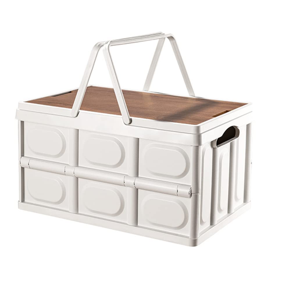 Outdoor Camping Faltbox mit Holzdeckel Auto Aufbewahrungsbox Haushalt Organizer Behälter Outdoor Werkzeugkiste 56L