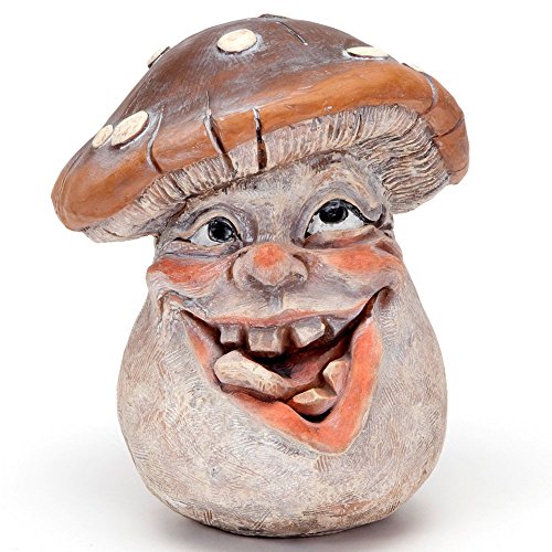 Bits and Pieces Mushroom Man Smiley Face Polyresin Garden Statue 8 1/