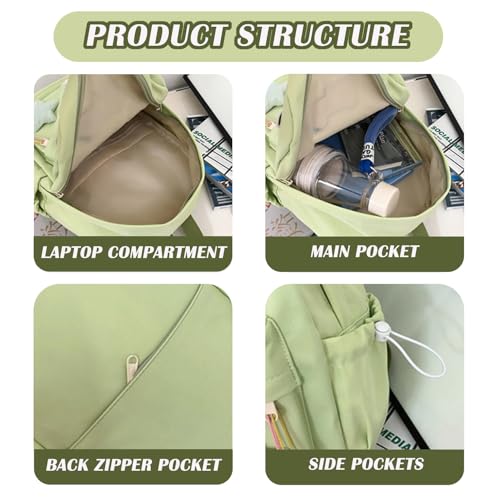 Y2K Star Backpack for Teen Girls Kawaii Aesthetic Bag Cute Small Backpack 12.2 inch Trendy Casual Daypack (Green)4