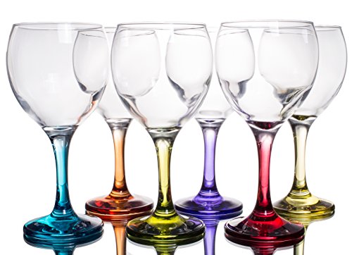 Orion Multi Colored Party Stemmed Wine Glasses, 12 oz, Set of 6