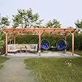 12' x 16' Outdoor Wood Pergola, Wooden Patio Pergola Gazebo Sunshade for Climbing Plant Support, Garden, Patio, Backyard, Deck, Brown