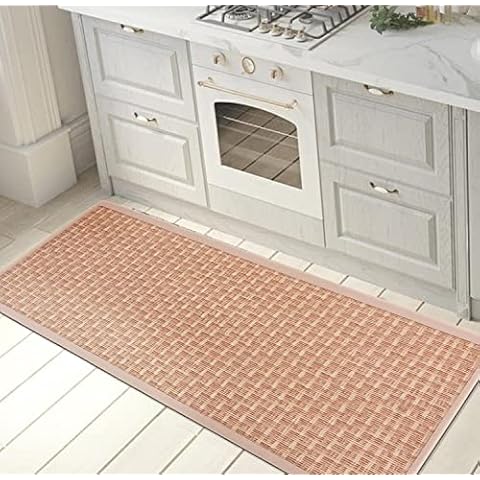 Rugshop Natural Border Anti Fatigue Non Slip Stain Resistant Waterproof Standing Mat for Kitchen, Front of Sink, Laundry Room,Standing Desk, Office 18" x 47" Cream Cover