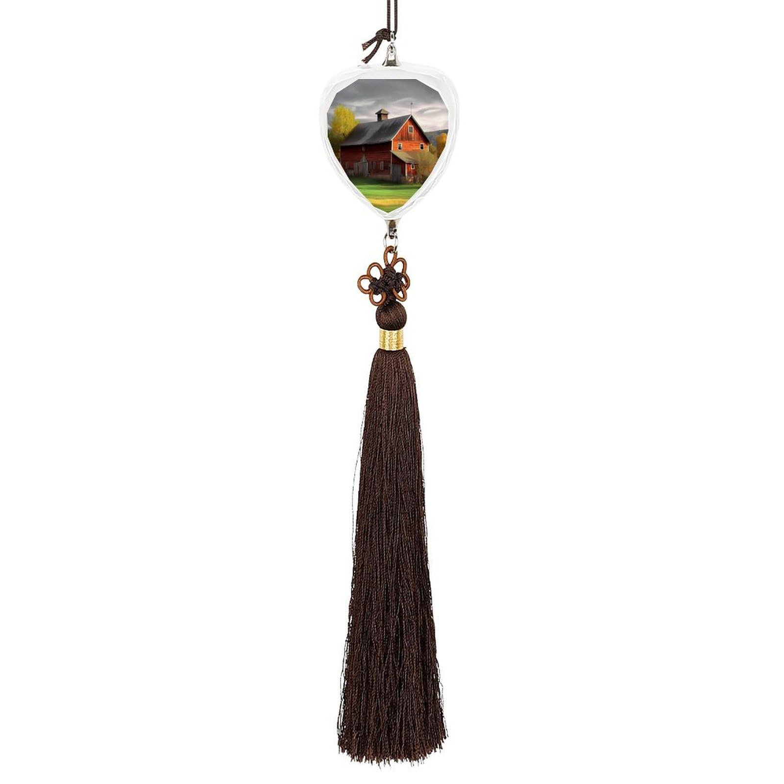 Crystal Auto Pendant Charms Love Crystal Car Rear View Mirror Charms Barn Auto Hanging Interior Ornament Pendant Car Interior Accessories for Women Men CarCharms Decor