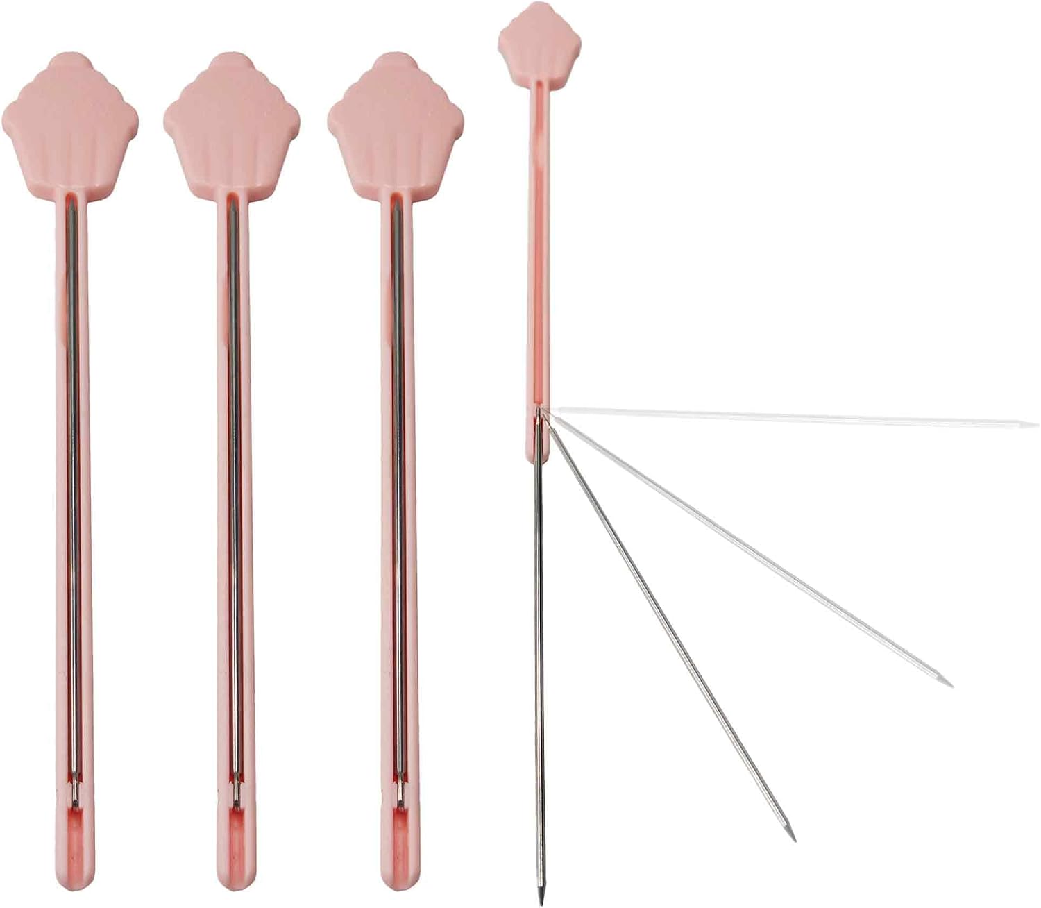 2Pcs Stainless Steel Cake Needles, Reusable Baking Skewers for Baking Doneness, Testing Tools for Cake, Cupcake, Bread, Muffin, Foldable Kitchen Bakery Accessories