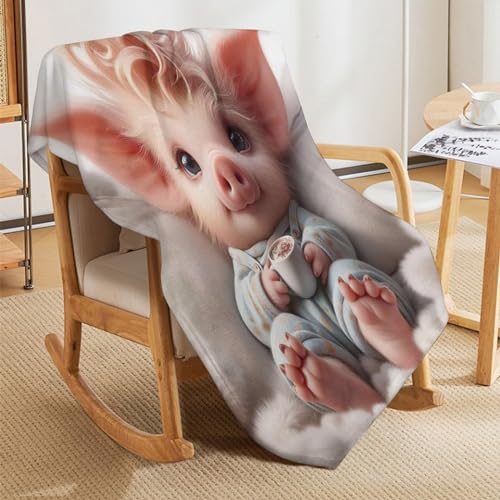 Couverture polaire douce cochon mignon plaid flannel 140x180cm - 5