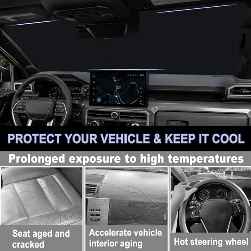 Image of Windshield Sun Shade for 2024 2025 2026 Toyota Tacoma Accessories Custom Fit Pickup Foldable Front Window Sun Visor 310T Thickened UV Heat Insulation Protection Keep Cool