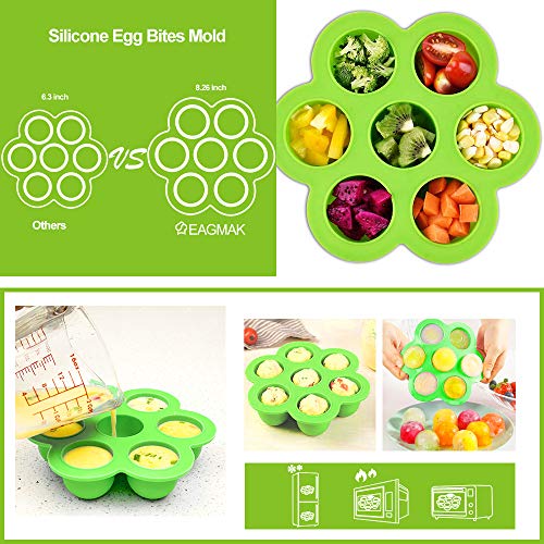 17 Pcs Accessories for Instant Pot, EAGMAK 6, 8 Qt Pressure Cooker Accessories - 2 Steamer Baskets, Non-stick Springform Pan, Egg Bites Mold, Egg Rack, Steamer Trivet, Egg Beater, Oven Mitts (Green)