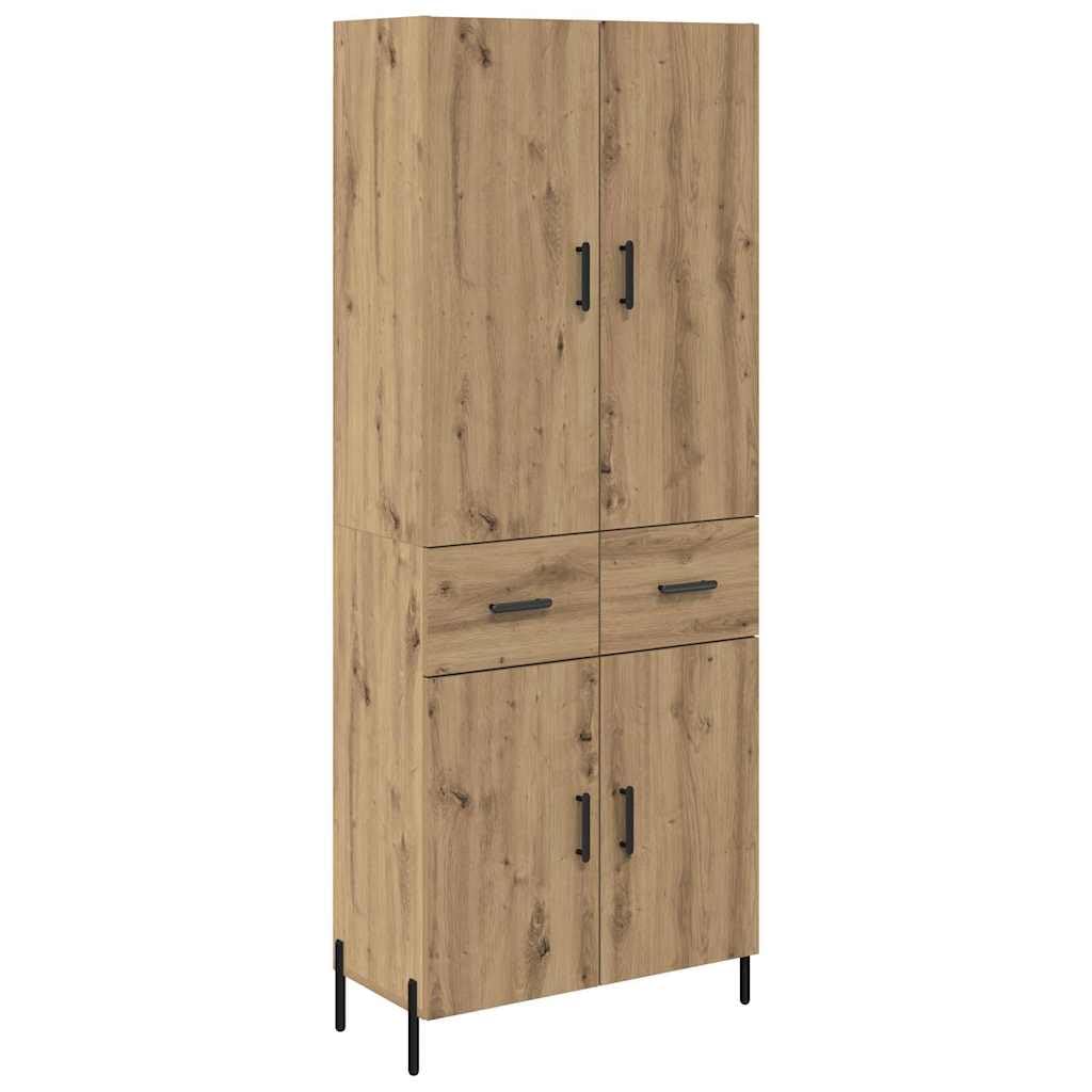Tablero de madera de roble Artisan, montado en la pared, 69,5 x 34 x 180 cm, con espacio de almacenamiento y diseño minimalista para salón, almacenamiento robusto y ahorra espacio