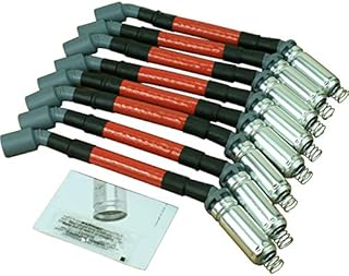 DRAGON FIRE PERFORMANCE Sport Series Direct Fit Fiberglass Sleeved 15mm Low Ohm Spark Plug Wire Set Compatible With 1999-2019 Buick Chevy GMC Cadillac Pontiac Hummer LS V8 Oem Fit PWJ256-HT